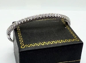 Petite 18k White GF And AAA CZ Bangle With Double Safety Clasp - Picture 1 of 6