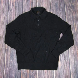 J Crew Sweater Mens Medium Black 100 Cashmere Collared Pullover Hole As Is - Picture 1 of 8