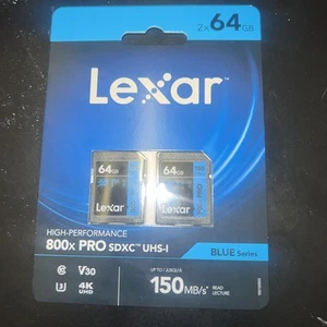Lexar 2x 64GB SD Card Memory Card SDXC Blue Series (Brand new) - Picture 1 of 2