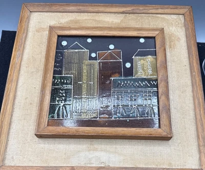 Harris G. Strong, Nachtszenen Serie handbemalte Keramik Kunst Fliese MCM ~ LESEN - Bild 1 von 4