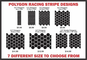 Honeycomb Polygon Vinyl Racing Stripe Decals - Sold by the foot - Picture 1 of 10