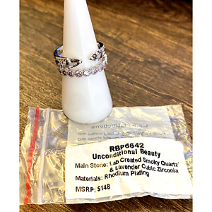 Bomb Party RBP6642 Unconditional Beauty LC Smoky Quartz & Lavender CZ Size 8
