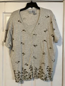Women’s Bobbie Brooks Flower Button Down Sweater Size 18/20 - Picture 1 of 2