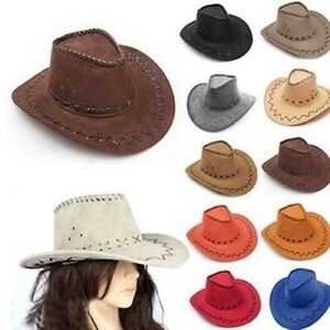 6 Colours Mens Western Cowboy Caps Womens Retro Panama Suede Crimping Hats Party