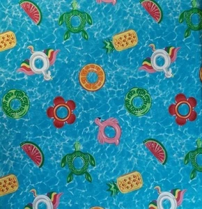 POOL FLOATIES Cotton Print by Fabric Traditions BTY - Picture 1 of 1