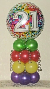 ESPOSITORE PALLONCINI 21° COMPLEANNO ETÀ - DECORAZIONE TAVOLA FESTA - NO ELIO NECESSARIO - Foto 1 di 1