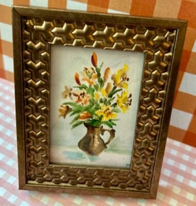 ACEO MINIATURE ORIGINAL FRAMED WATERCOLOR PAINTING FLORAL STILL LIFE TIGER LILY - Picture 1 of 10