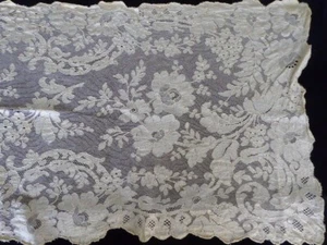 Vintage Brussel Point de Gaze White Flower Lace 15" x 96" Veil, Train, Runner - Picture 1 of 14