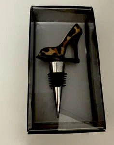 High Heel Wine Bottle Stopper Leopard Wild Eye Designs Women’s Shoe Fashion - Picture 1 of 3