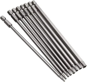8 Pcs Long Torx Screwdriver Bit Set 1/4 Inch Hex Shank Magnetic 6 Point Star Sec - Picture 1 of 7