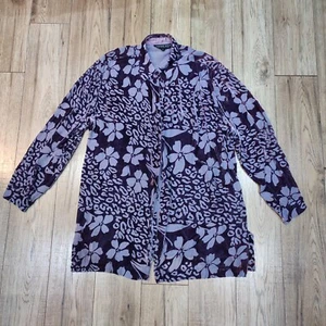 August Silk Collection Purple Silk Mix Velvet Floral Devore Shirt Blouse Top XL - Picture 1 of 16