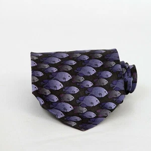 The Nature Conservancy Threespot Damsel Fish Blue Black Tie Silk Mens Necktie - Picture 1 of 4