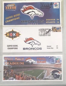 DENVER BRONCOS Super Bowl XXXII XXXIII Champs Final Game Commemorative Envelopes - Picture 1 of 5
