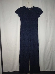 GB Girls Navy Lace Crochet Jumpsuit Size 14 - Picture 1 of 9