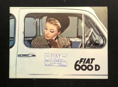 FIAT 600 D 1964 - 66 FOLHETO DE VENDAS DE CARROS MERCADO DO REINO UNIDO SALÃO CONVERSÍVEL MULTIPLA - Imagem 1 de 4