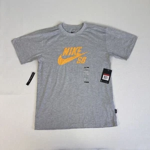 NIKE SB Tee Shirt Front Logo 2017 Grey Yellow Spell Out Adult L Large Top - Picture 1 of 5