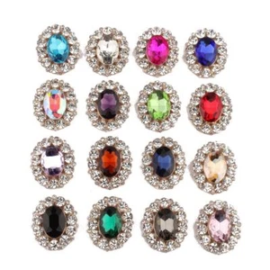 120PCS 25mm*31mm High Quality Chic Shine Rhinestone Buttons Crystal - Picture 1 of 6
