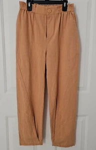 Eve Gravel Women’s Cotton Pants High Waisted Pleated Orange Size S - Picture 1 of 6