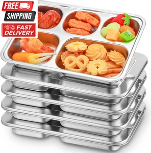 5 Set Stainless Steel Snack Containers Lids Stainless Steel Bento Lunch Box with - Picture 1 of 12