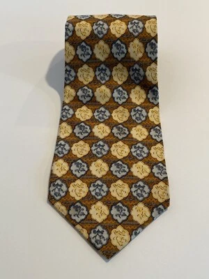 Corbata para hombre Ike Behar New York 100 % seda diseño dorado/gris 57 pulgadas. Foto 1 de 4