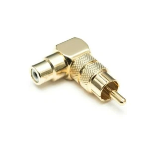 2 x ANGLED RCA ADAPTERS 1 FEMALE - 1 MALE GOLD PLATED COPPER UNIT HIGH QUALITY - Picture 1 of 7