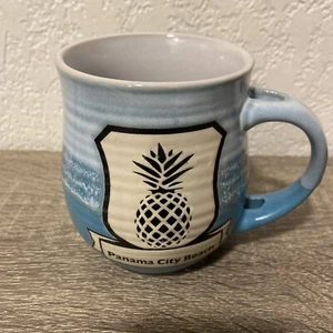 Panama City Beach 4" Tall Mug, Beach Colors With A Pineapple Design 14oz - Picture 1 of 6