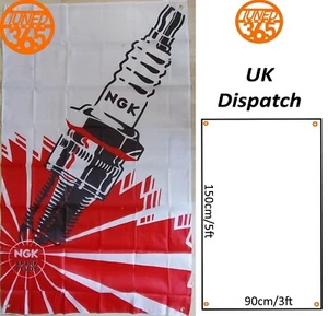 NGK Flagge Zündkerzen 3x5ft Banner Garage Mann Höhle Werkstatt Rennen 90x150cm EK UK - Bild 1 von 3