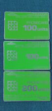 Vintage Retro Phone Card Used, 2×100 & One 200 Units Green BT 