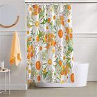 D&M Watercolor Flower Shower Curtain Daisy Blossom Floral Fabric Orange White...
