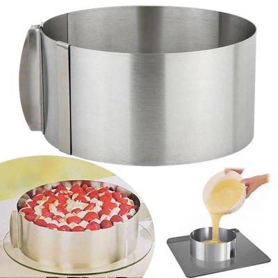 6"-12" Adjustable Round Mold Ring Cake Circle Cookie Cutter Mousse Layered Cake - image 1 of 4