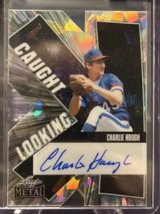 /10 CHARLIE HOUGH 2025 LEAF METAL #CL-CH1 CAUGHT LOOKING CRYSTAL AUTO! RANGERS! - Picture 1 of 2