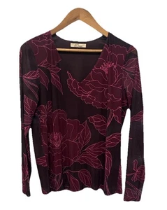 Les Serein Damen Vintage Blumen transparente Ärmel Bluse Top Größe Large feminin - Bild 1 von 7