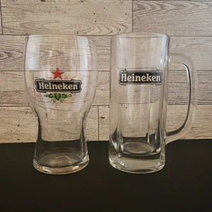 Heineken Red Star Bier Pint Glas und Glas Bierstein Konvolut ZWEI Gläser - Bild 1 von 13
