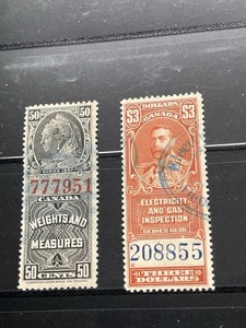 Zwei antike Kanada Briefmarken Gewichte und Maße Elektro und Gas gebraucht - Bild 1 von 5