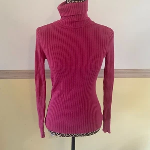 J. McLaughlin Arlette Pink Turtleneck Sweater w/buttons on cuff Fits like a S L9 - Picture 1 of 5