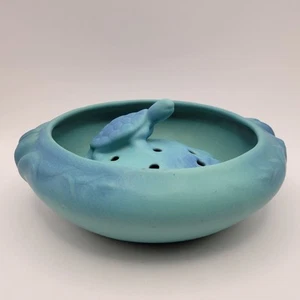 Van Briggle Pottery Turtle Flower Frog In Lotus Bowl 12 US Arts and Crafts 8in - Picture 1 of 15
