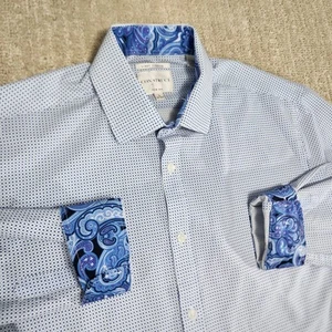 CON.STRUCT Shirt Men Large Performance Paisley Flip Cuff 4 Way Stretch Button Up - Picture 1 of 6