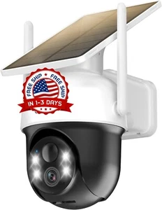 2K Camara De Seguridad Solar Wifi Inalambrica Con Vision Nocturna Para Exterior - Picture 1 of 8