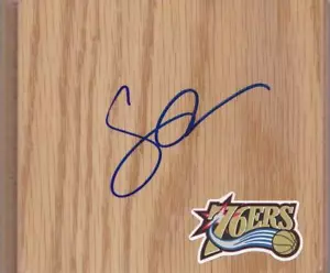 Philadephia 76ers Spencer Hawes Signed Floorboard COA - Picture 1 of 1