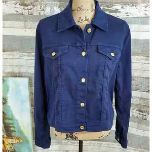 ¡NUEVO CON ETIQUETA! Chaqueta de mezclilla para mujer Michael Kors azul marino. Grande - Imagen 1 de 8