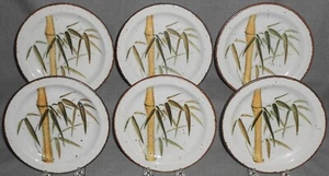 Set (6) Midwinter RANGOON PATTERN Dessert or B&B Plates BAMBOO MOTIF England - Picture 1 of 6