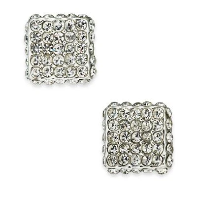 Brincos quadrados de pavê em tom de prata Charter Club - Imagem 1 de 2