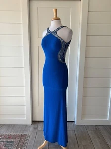Blondie Nites Royal Blue Backless Dress Size 1 Formal Prom Gown - Picture 1 of 9
