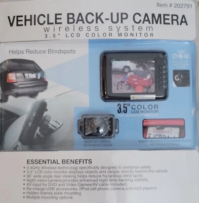 Vehicle backup camera wireless system 3.5" lcd color monitor - Image 1 of 3