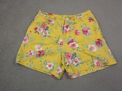 Ralph Lauren Shorts Womens 16 Yellow FLoral 100% Linen High Rise Summer Ladies - Image 1 of 4