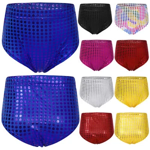 Kids Girls Dancewear Exercise Metallic Dots Stretch Underwear Workout Briefs - Picture 1 of 50