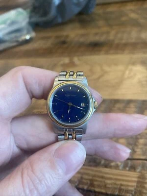 RELOJ SUIZO DE CUARZO VINTAGE ELEGANTE DOS TONOS ACERO INOXIDABLE ESFERA AZUL DAMAS "CERTINA" Foto 1 de 4