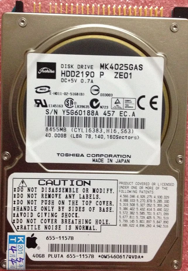 Toshiba MK4025GAS 40 GB 40GB 4200 RPM 2.5" IDE PATA Hard Drive For Laptop HDD - Image 1 of 2
