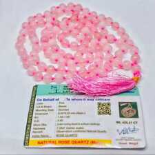 Natural AAA Quality Rose Quartz Unisex Jaap Mala 8 mm Beads Size Stone Nacklace