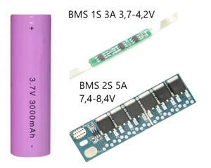 INR Li-Ion Akku 3,7V 3000mah mit/ohne Schutzschaltung BMS PCB Lithium-Ionen